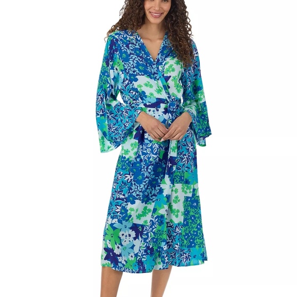 Beauty Sleep Social Patchwork Print Paradise Woven Midi Robe XS Floral Pockets - Picture 1 of 13